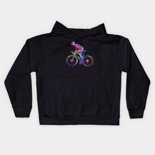 Road biker man watercolor art Kids Hoodie